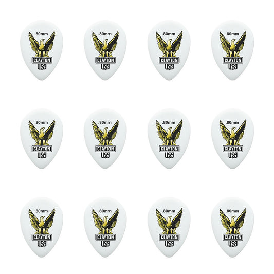 Clayton CLAST80 Acetal Eagle Small Teardrop Guitar Picks (0.80mm) - 12pk