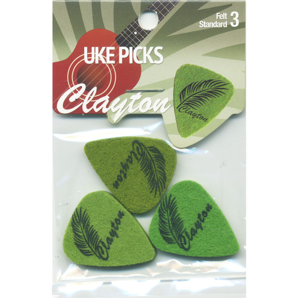 Clayton CLAUKL3 Felt Ukulele Picks with Leaf Design - 3pk