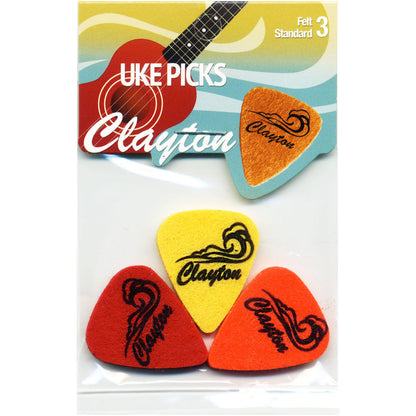 Clayton CLAUKW3 Felt Ukulele Picks with Wave Design - 3pk