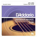 D'Addario Phosphor Bronze Acoustic Guitar Strings EJ26 Custom Light (11-52)
