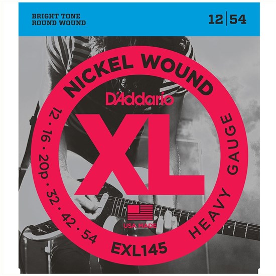 D'Addario XL Nickel Wound EXL145 Heavy Electric Guitar Strings (12-54 - Plain Steel 3rd)
