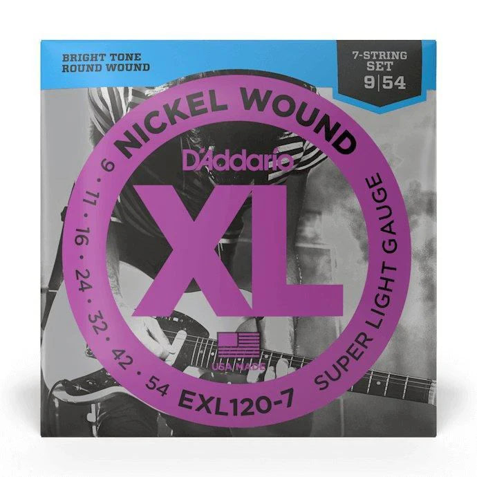 D'Addario EXL120-7 Electric Nickel Wound 7-String Super Light (9-54)