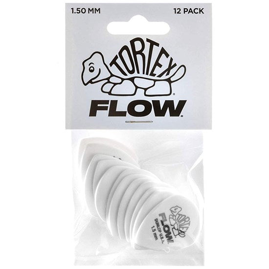 Dunlop JPTF150 White 1.5 Tortex Flow Standard Picks (12 Pack)