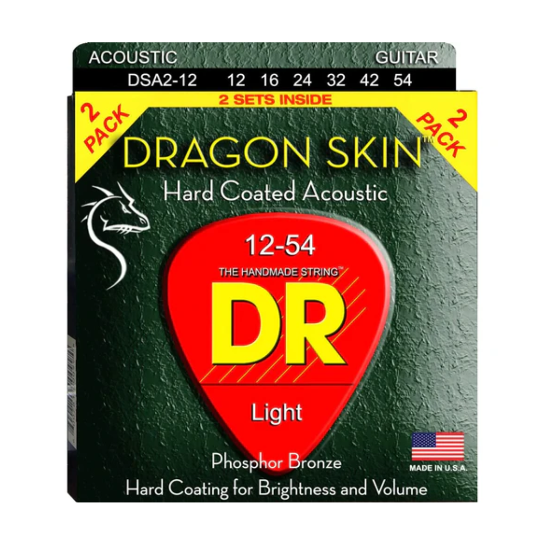 DR Dragon Skin Hard Coated Phosphor Bronze Acoustic Strings (2 Pack) (Assorted Gauges)