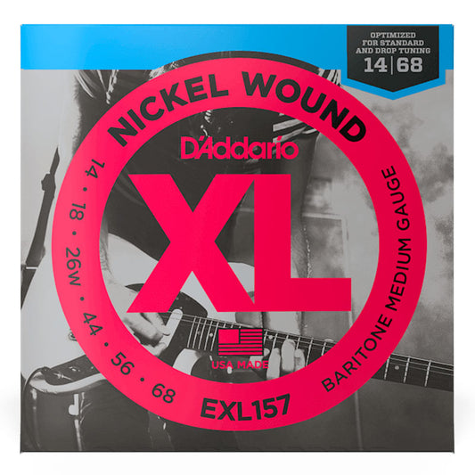D'Addario XL Nickel Wound EXL157 Baritone Medium Electric Guitar Strings (14-68)