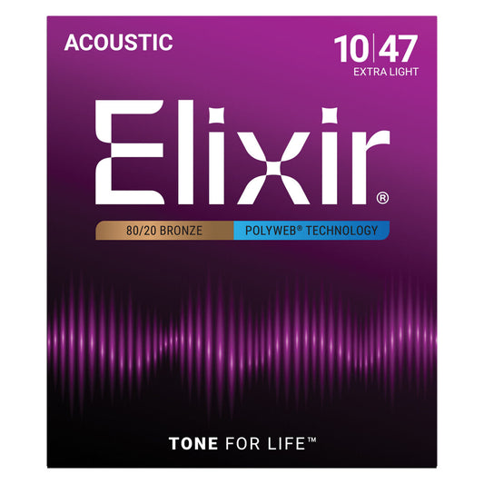 Elixir 11000 Polyweb 80/20 Extra Light 10 - 47 Acoustic Guitar Strings