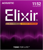 Elixir Nanoweb 80/20 Bronze Acoustic Guitar Strings E11027 Custom Light (11-52)