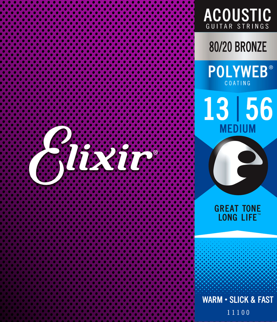 Elixir 11100 Polyweb 80/20 Acoustic Guitar Strings - Medium 13-56