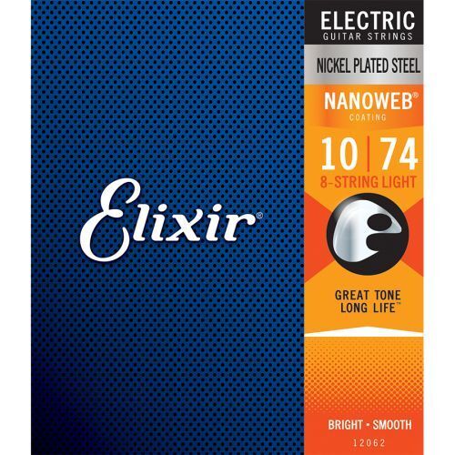 Elixir Nanoweb Nickel Plated Steel 8 String Set - Light 10-74