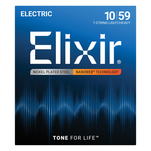 Elixir 12074 Nanoweb 7-String Electric Guitar Strings -  Light-Med 10-59