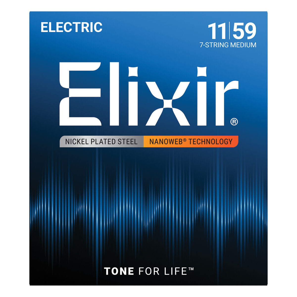 Elixir 12106 Nanoweb Electric 7-String Electric Guitar Strings - Medium 11-59