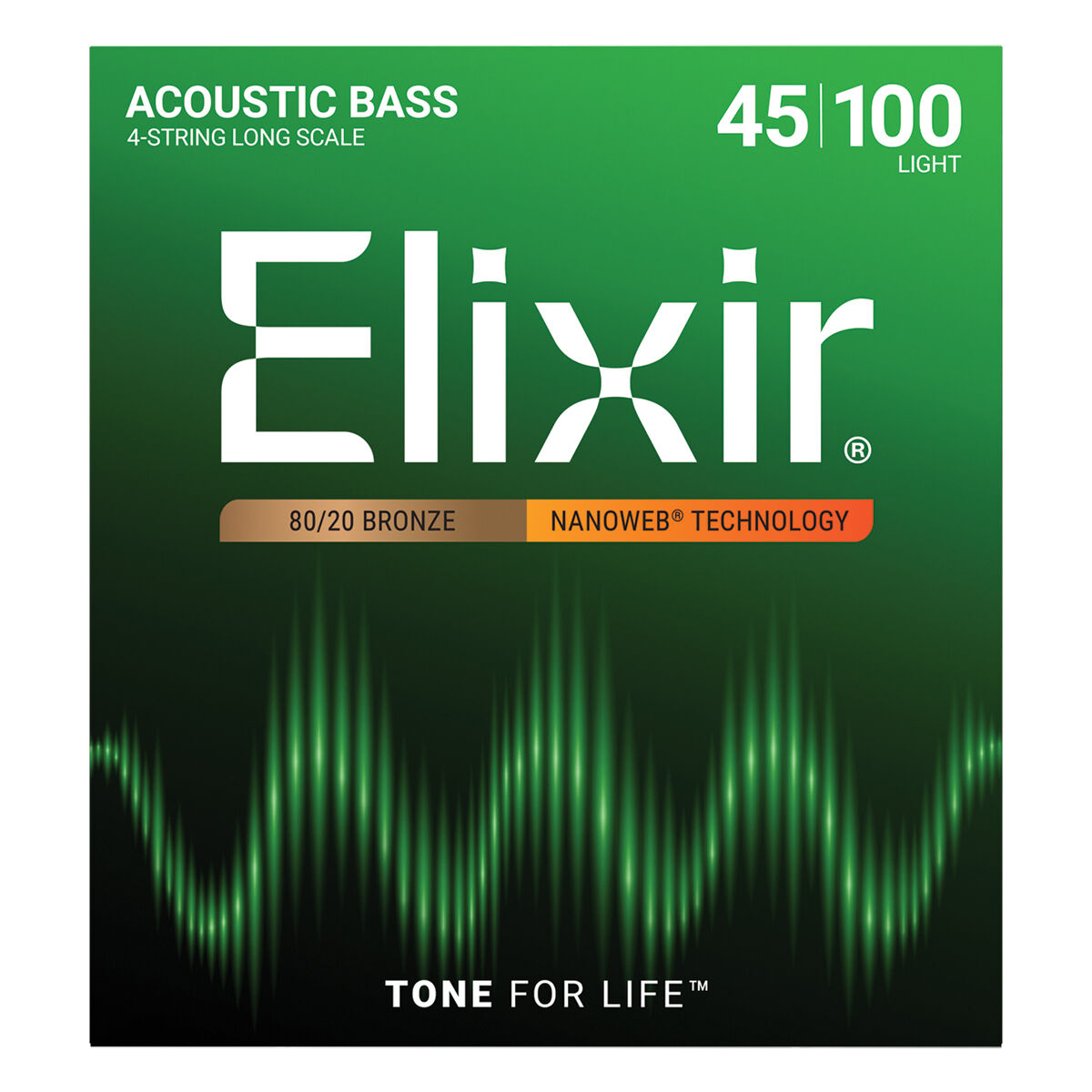 Elixir 14502 Nanoweb Acoustic Bass Guitar Strings - Light 45-100
