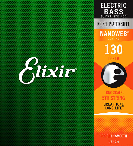 Elixir 15430 Nanoweb Single Bass Guitar String - Light B .130