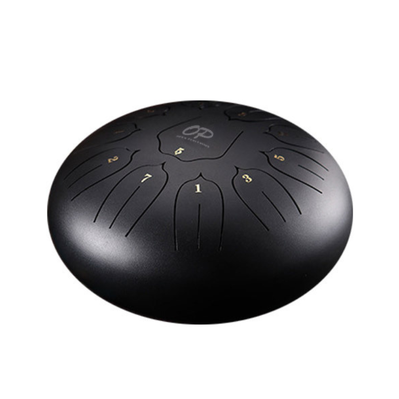 Opus Percussion ETDSL1011-I 10" Metal 11-Note Lotus Carves Style Tongue Drum in Black