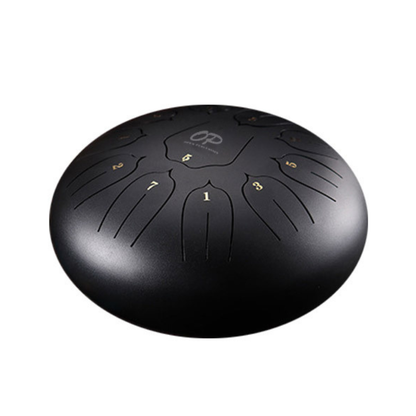 Opus Percussion ETDSL1011-I 10" Metal 11-Note Lotus Carves Style Tongue Drum in Black