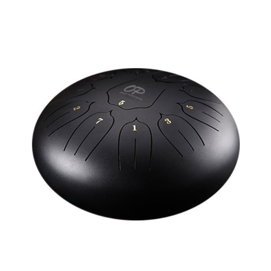 Opus Percussion ETDSL1011-I 10" Metal 11-Note Lotus Carves Style Tongue Drum in Black