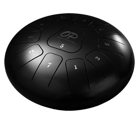 Opus Percussion ETDSL1211-I 12" Metal 11-Note Lotus Carves Style Tongue Drum in Black