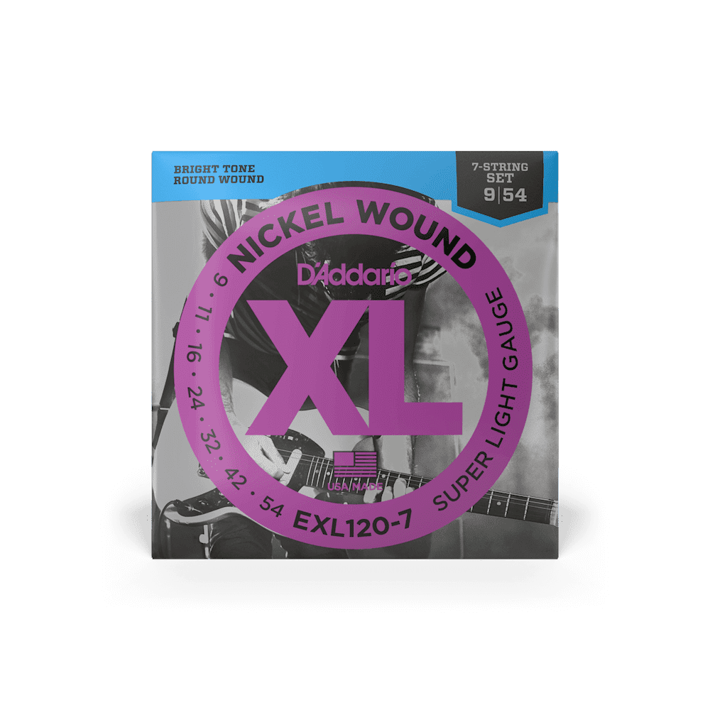 D'Addario XL Nickel Wound 7-String Electric Guitar Strings EXL110-7 Super Light (9-54)