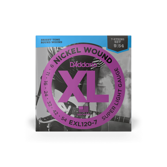 D'Addario XL Nickel Wound 7-String Electric Guitar Strings EXL110-7 Super Light (9-54)
