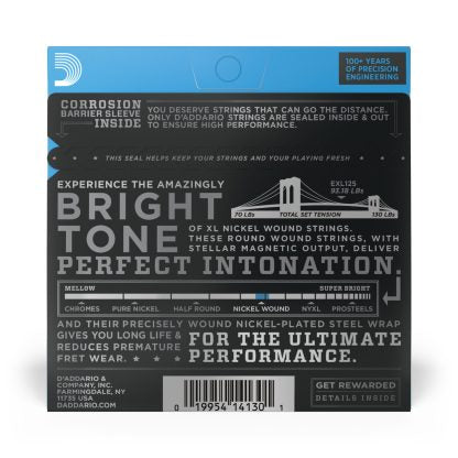 D’Addario EXL125 Super Lt Top/Reg Bottom Nickel Wound Electric Guitar Strings (9-46 Gauge)