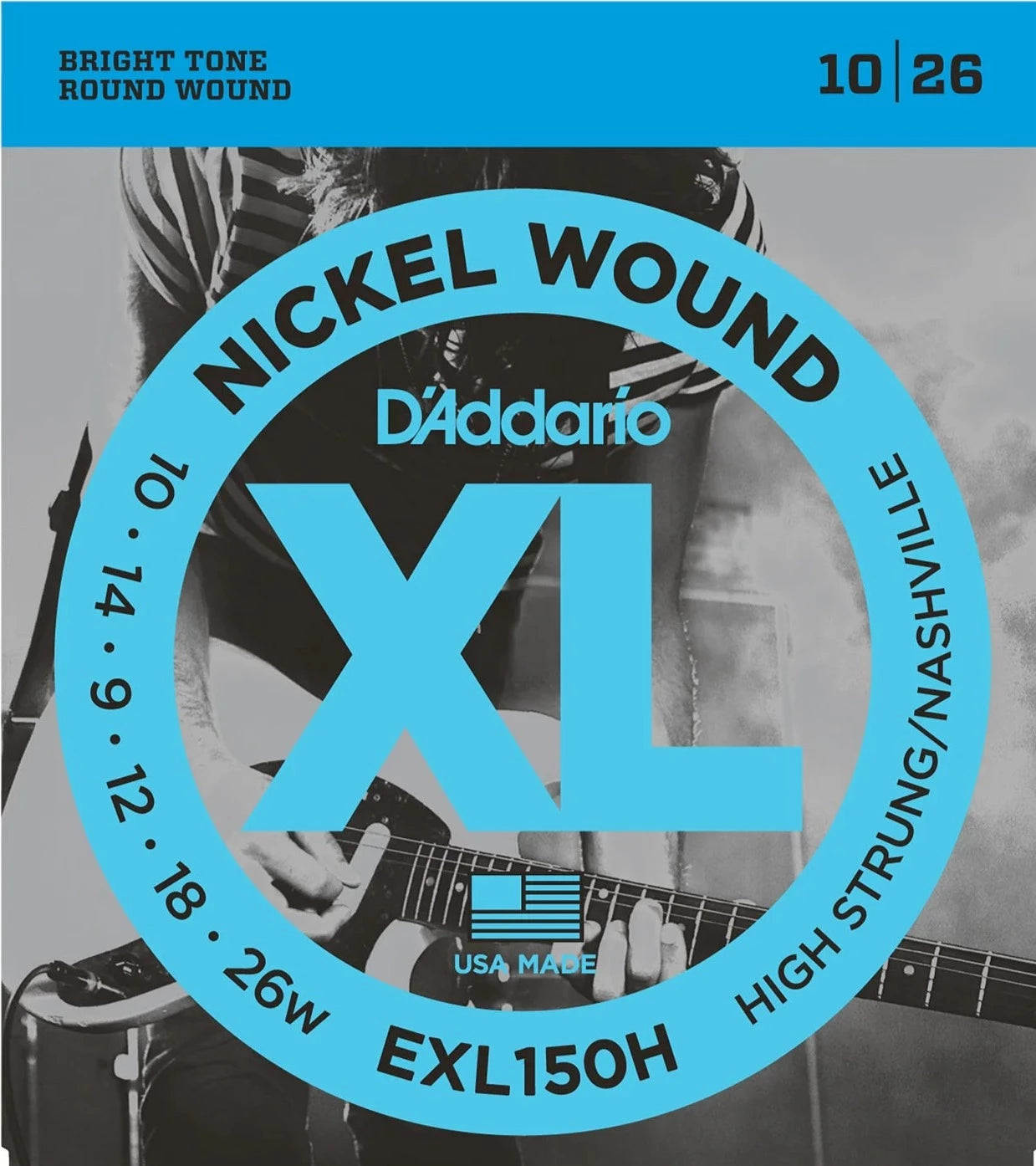 D'Addario XL Nickel Wound EXL150H High Strung/Nashville Electric Guitar Strings (10-26)
