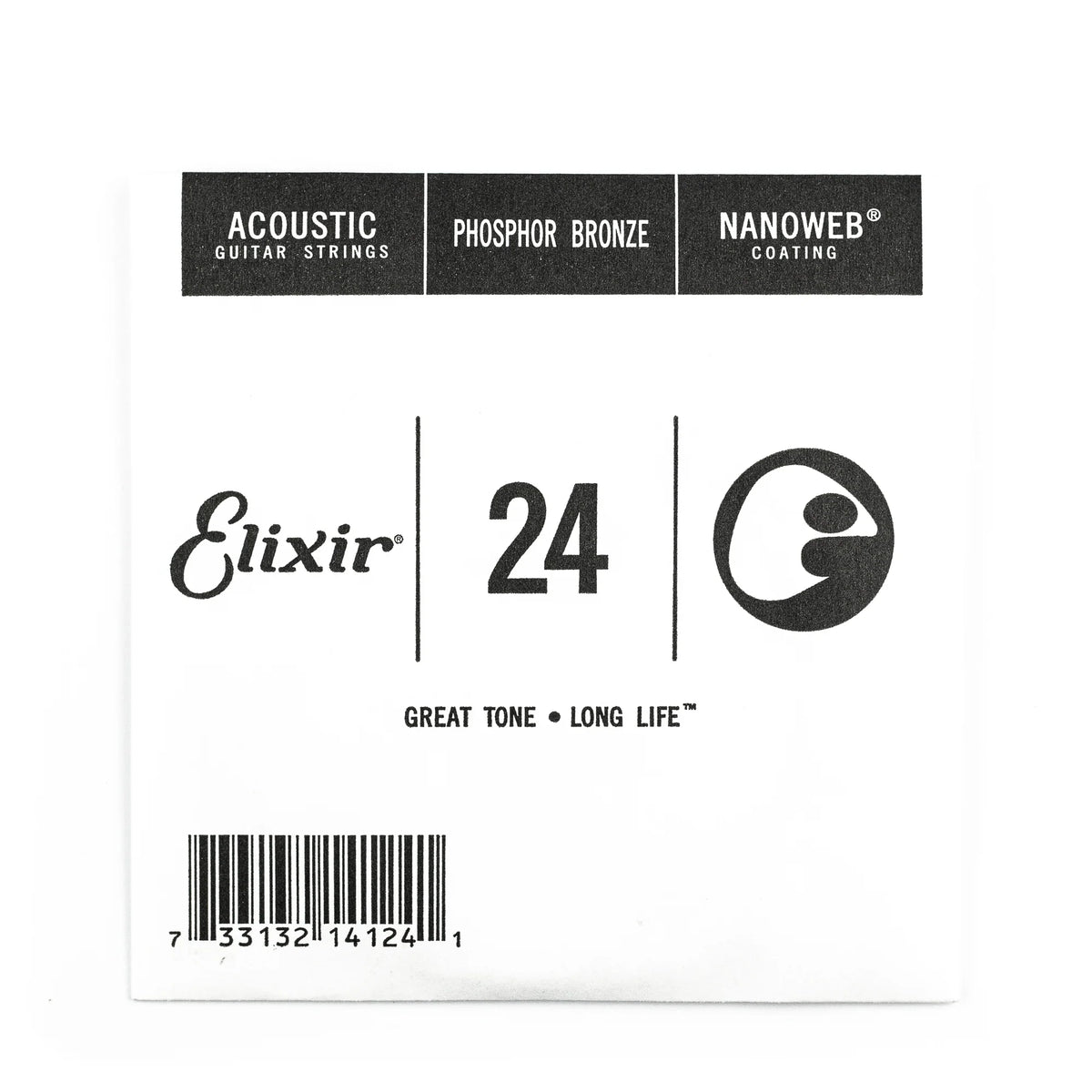 Elixir E14124 Nanoweb Single Phosphor Bronze String in .024 Gauge