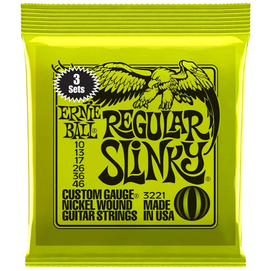 Ernie Ball Nickel Wound Electric Guitar Strings P03221 Regular Slinky (10-46) (3 Pack)