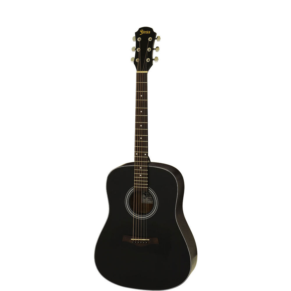 Aria Fiesta Series FSTD58BK Traveller Acoustic Guitar in Black Matte Finish