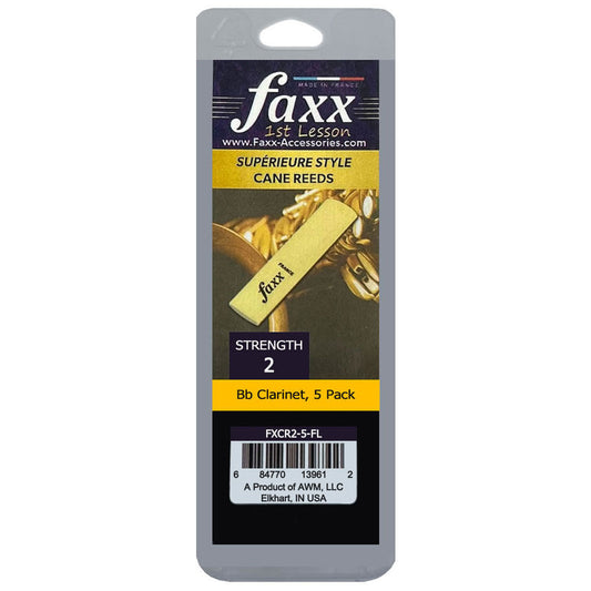 Faxx Bb Clarinet Cane Reeds, Size 2 (5-Pack)