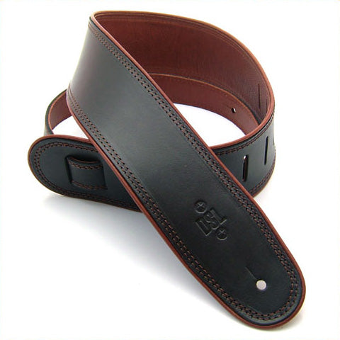 DSL GEP25-15-2 2.5" Rolled Edge Black/Brown Guitar Strap