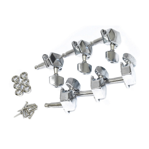 GT GTC6CR Electric Guitar Covered Tuning Machines in Chrome Finish (6-inline)