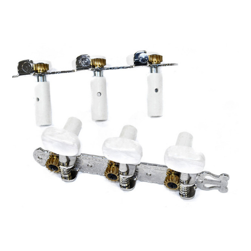 GT GTD6NI Classical Guitar Tuning Machines on Decorative Plate in Nickel Finish (3+3)