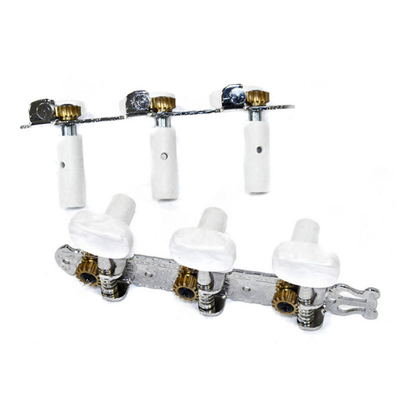 GT GTD6NI Classical Guitar Tuning Machines on Decorative Plate in Nickel Finish (3+3)
