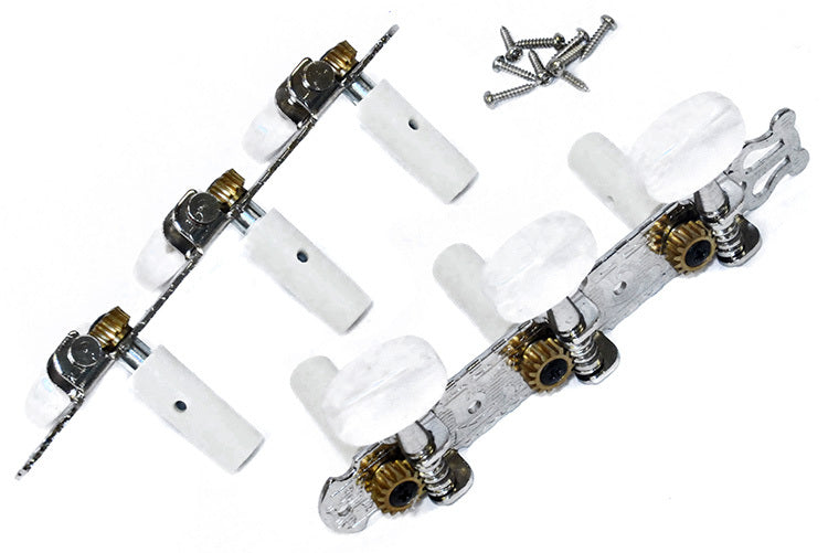 GT GTD6NI Classical Guitar Tuning Machines on Decorative Plate in Nickel Finish (3+3)