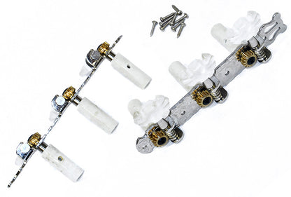 GT GTD8NI Classical Guitar Tuning Machines on Decorative Plate in Nickel Finish (3+3)