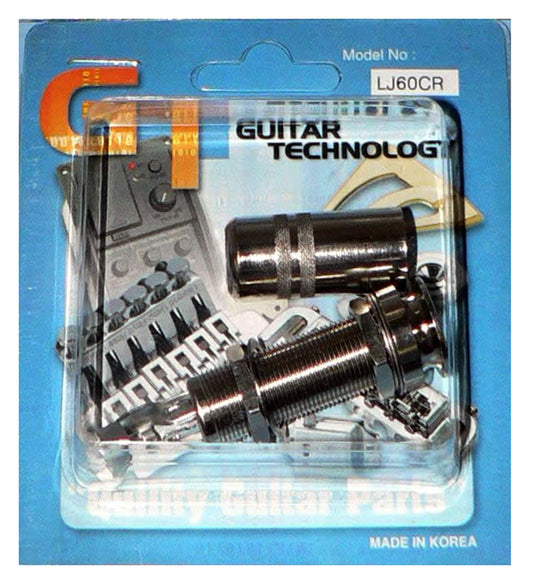 GT GTLJ60CR Endpin Barrel Jack Socket with 4-Pins in Chrome with Chrome Cover (Pk-1)