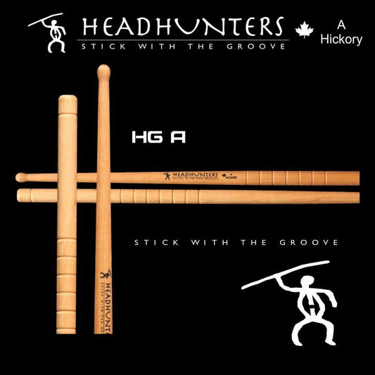 Headhunters Hickory Grooves A Drum Sticks with Wood Tip (1-Pair)