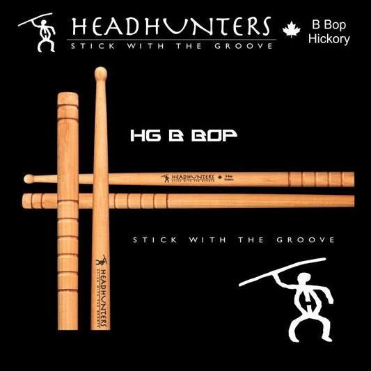 Headhunters Hickory Grooves B-Bop Drum Sticks with Wood Tip (1-Pair)