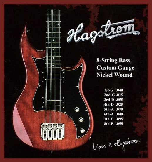 Hagstrom 8-String Custom Gauge Nickel Wound Electric Bass String Set [15-95]