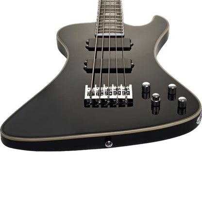 Hagstrom Nekromant-5 String Bass Guitar in Black Gloss with Hardcase