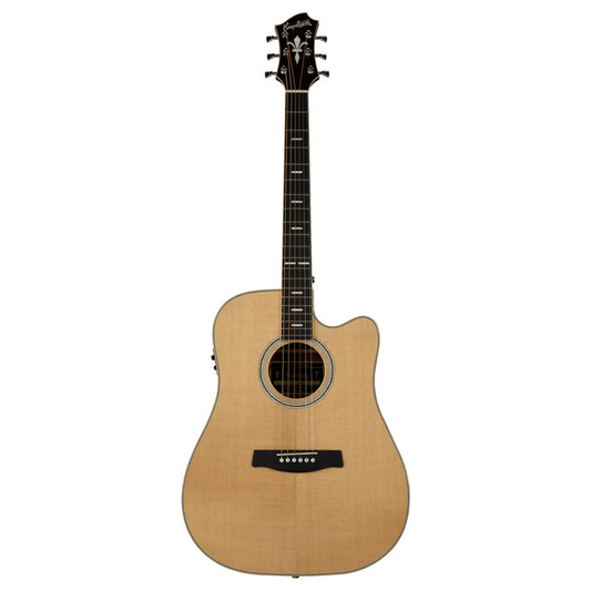 Hagstrom Orsa Series Dreadnought Acoustic Electric Guitar with Cutaway in Natural