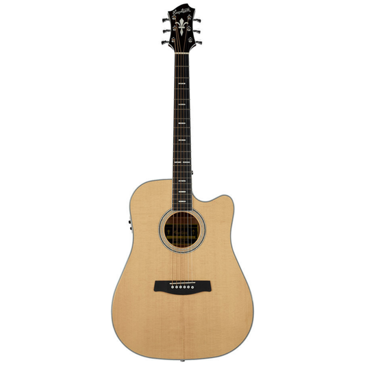 Hagstrom Siljan II Series Dreadnought Acoustic Electric Guitar with Cutaway in Natural