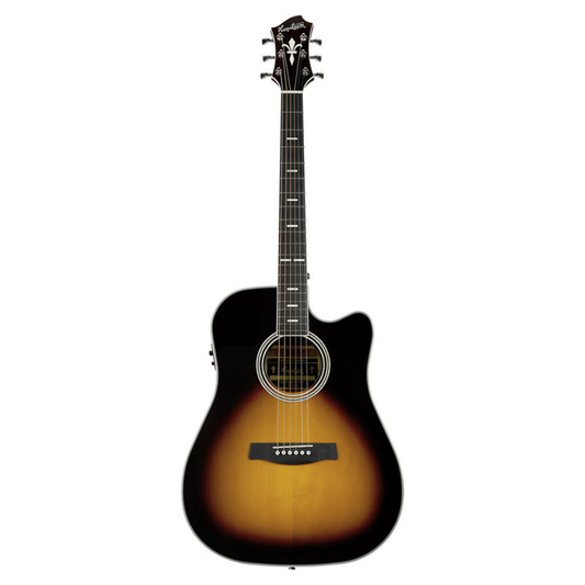 Hagstrom Siljan II Series Dreadnought Acoustic Electric Guitar with Cutaway in Tobacco Sunburst