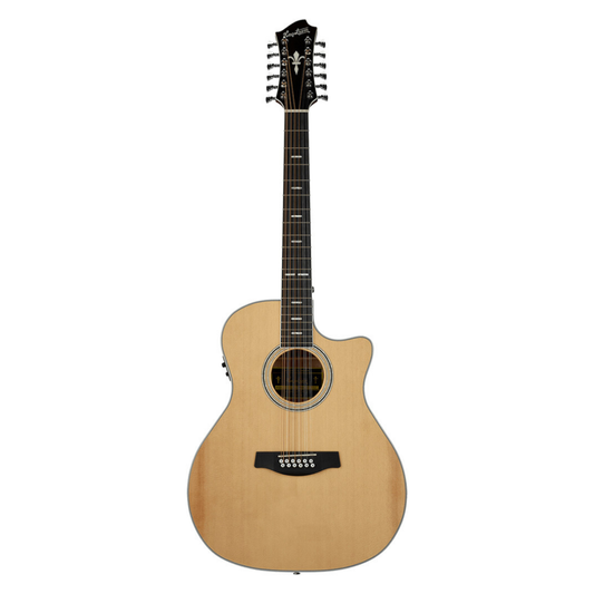 Hagstrom Siljan II Series Grand Auditorium 12-String Acoustic Electric Guitar with Cutaway in Natural