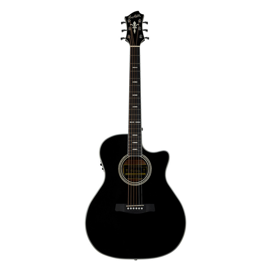 Hagstrom Siljan II Series Grand Auditorium Acoustic Electric Guitar with Cutaway in Black Gloss