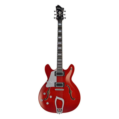 Hagstrom Super Viking Left Hand Semi-Hollow Guitar in Wild Cherry Transparent Gloss