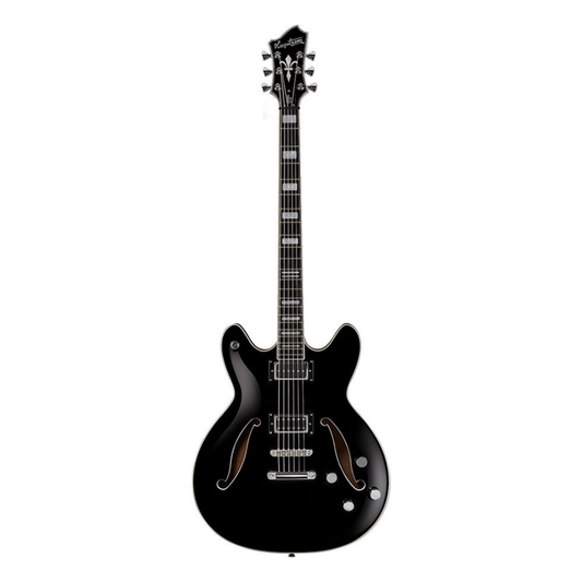 Hagstrom Viking Deluxe Baritone Semi-Hollow Guitar in Black Gloss