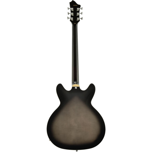 Hagstrom Viking Deluxe Baritone Semi-Hollow Guitar in Cosmic Black Burst Gloss