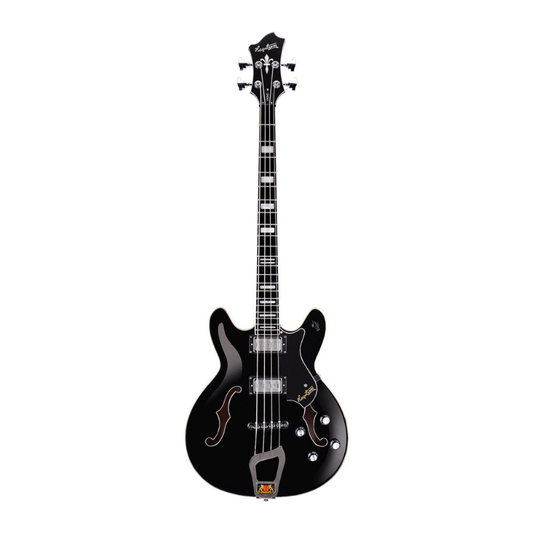 Hagstrom Viking Semi-Hollow Bass Guitar in Black Gloss