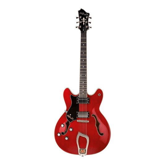 Hagstrom Viking Left Hand Semi-Hollow Guitar in Wild Cherry Transparent Gloss